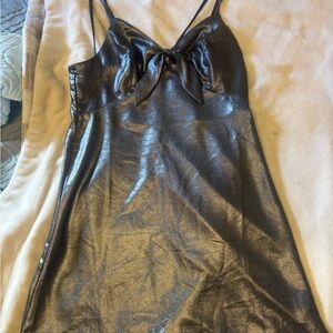 Metallic Slip Dress with Bow Detail